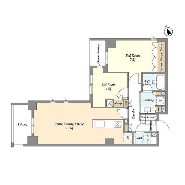 2LDK間取りの画像