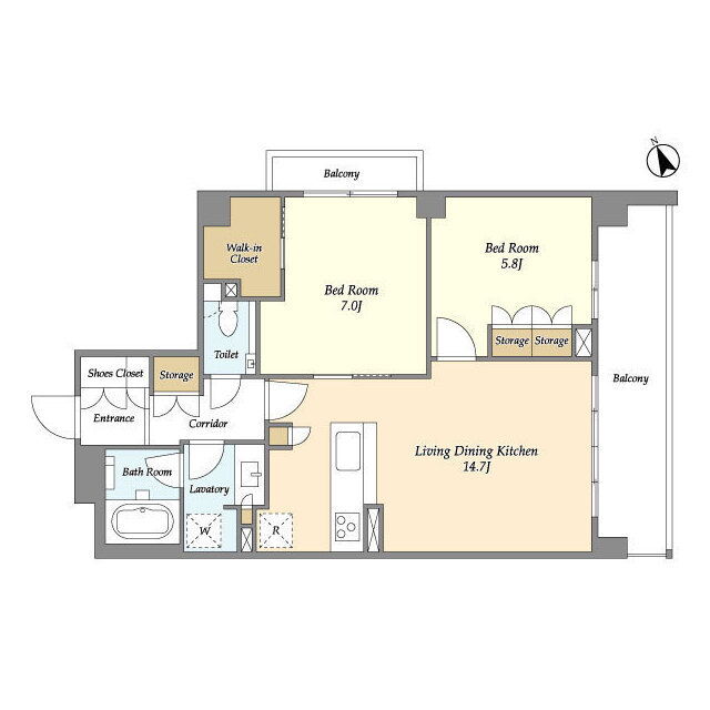 2LDK間取りの画像