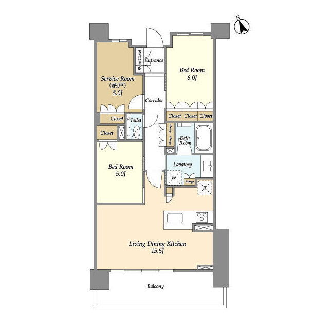 2SLDK間取りの画像