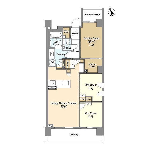 2SLDK間取りの画像